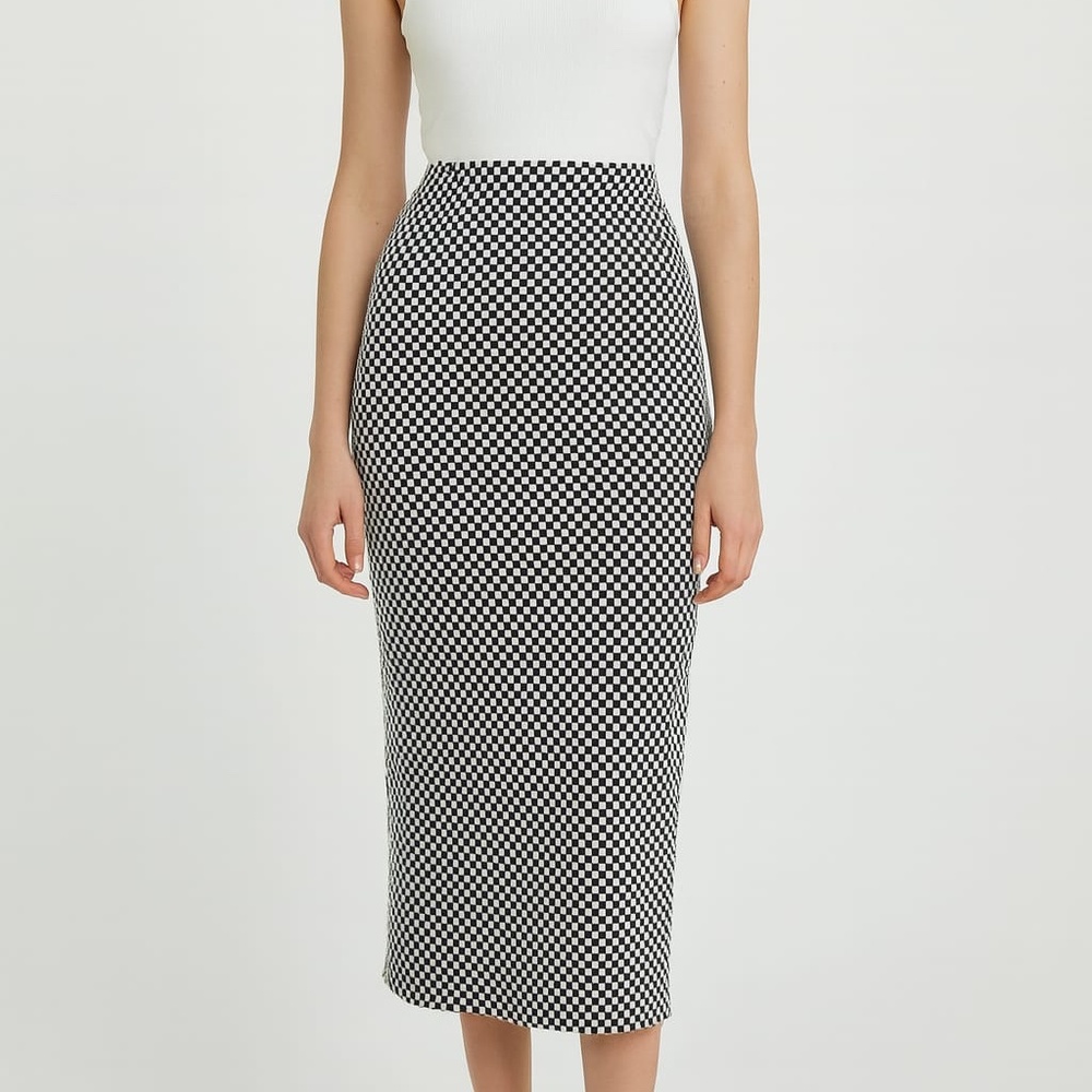 Bar IlI knitted midi pencil skirt black and white pull on Sz.L (Junior)